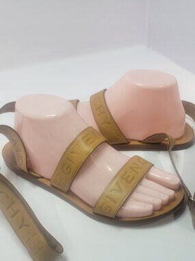 Givenchy Ankle Strap Logo Embossed Flat Desert Sandals Women's EU Size 38